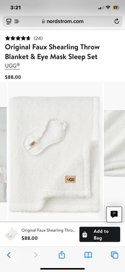 UGG Original Faux Shearling Throw Blanket & Eye Mask Sleep Set (New!)