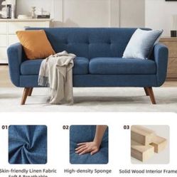 Designer Loveseat Sofa by by George Oliver 65" W Loveseat Sofa, Mid Century Modern Decor Love Seat Couches for Living Room, In Excellent condition. wi