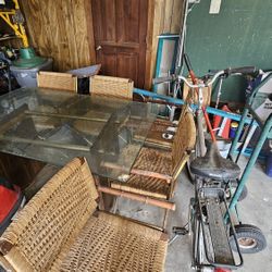 Heavy Glass Table AND 5 chairs