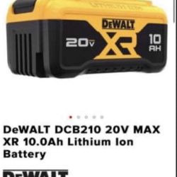 One New DEWALT 20V 10AH DCB210 BATTERY Open Box