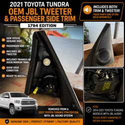 2021 Toyota Tundra OEM JBL Tweeter + Passenger Side Door Trim 1794 Edition