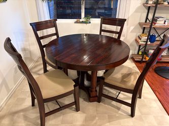 Solid Wood Dining Table with leaf and 4 chairs