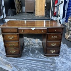 Wood desk and wood file cabinet