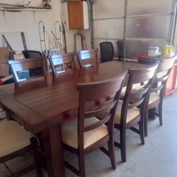 Farmhouse Extendable Dining Table With 7 Chairs 