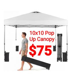 10x10 Pop Up Canopy White heavy frame, for Parties, fathers day, events, meetings, gatherings, weddings, baby showers, camping, buisness and more