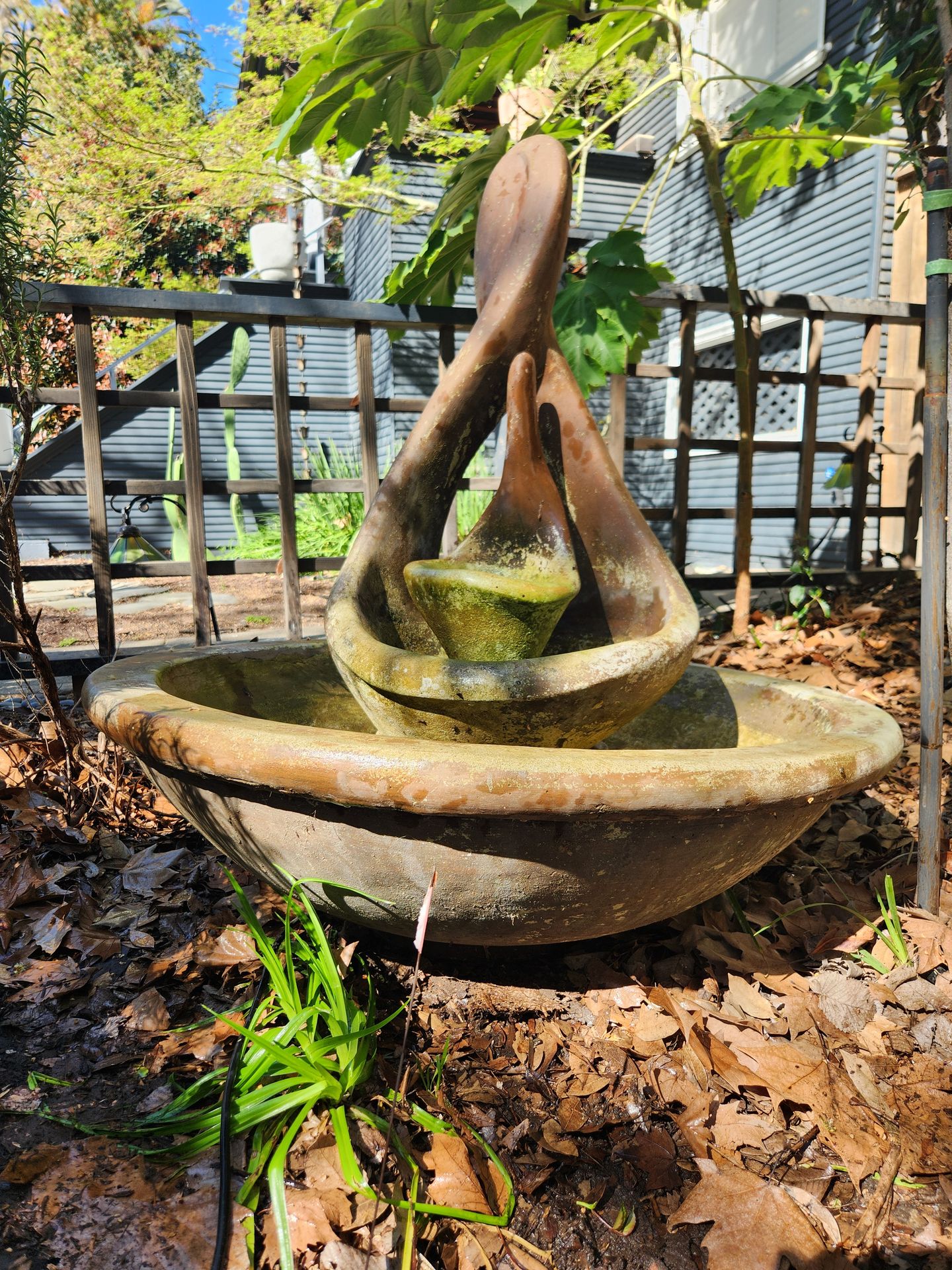 Concrete outdoor Zen water fountain