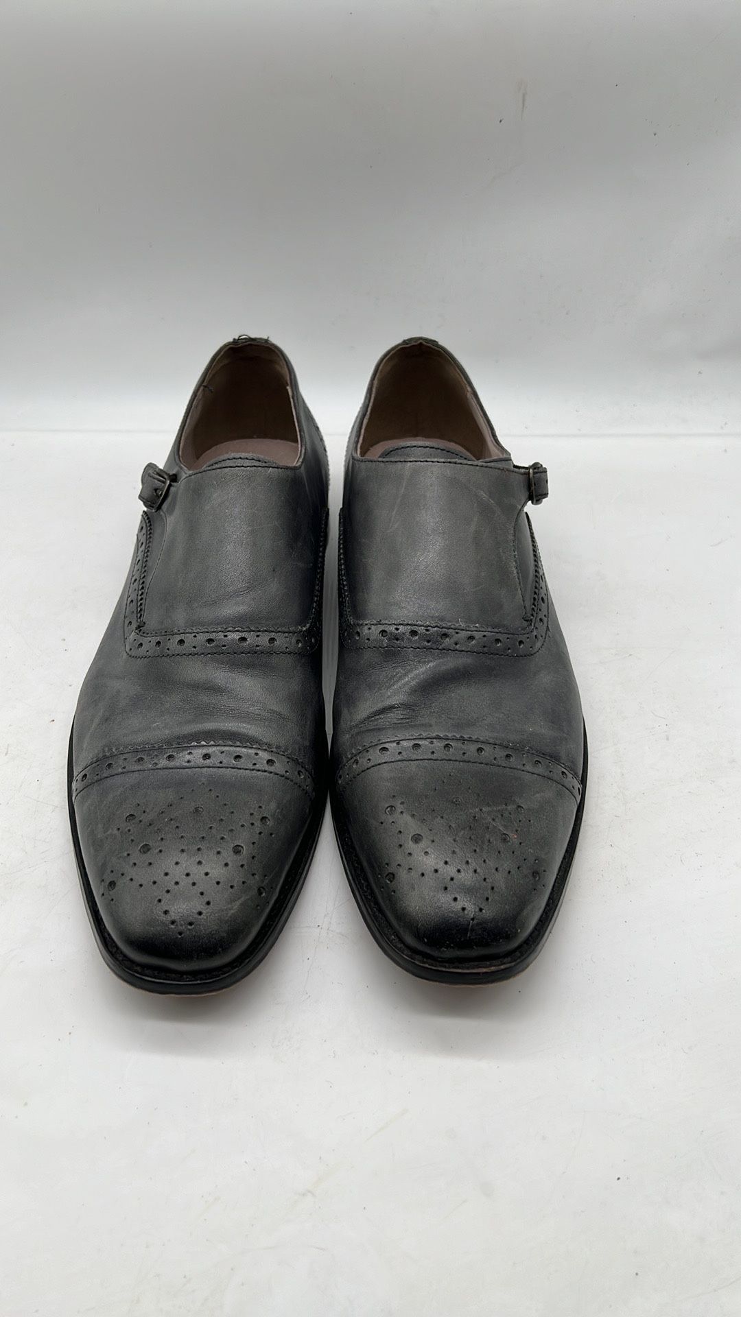 Mens BANANA REPUBLIC Steel Gray Monk Strap Dress Shoes size 12 M Sleek Elegant