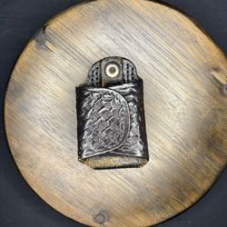 Dutyman Silent Key Keeper Basket Weave Leather Holder Brass Snap Model 4221