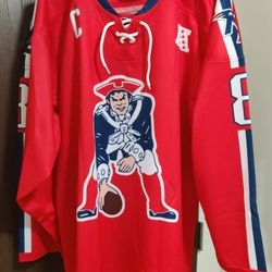 Brand New Stefan Diggs Patriots Hockey Jersey Red Adult Large