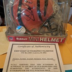 Carson Palmer Signed Mini Helmet With COA. 