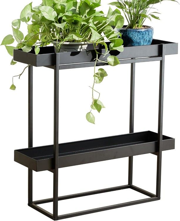 2-Tier Black Iron Plant Stand – B7