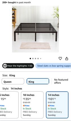 King Metal bed frame and King medium firm mattress