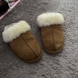 Sherpa-Lined Suede Slip-On Slippers