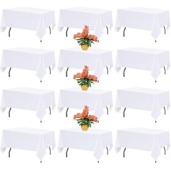 Set Of 12 White Tablecloths For Rectangle Tables 70-120 Inches 