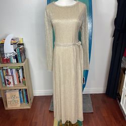 Anne Klein L/S Simmering Gold maxi dress