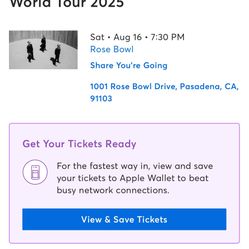 Rufus du Sol - 2 GA Tickets 08/16/25 - Rose Bowl Pasadena, CA