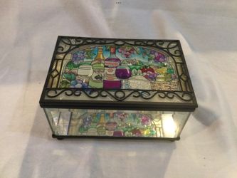 Decorative Glass Wine Themed Jewelry Box - BEAUTIFUL