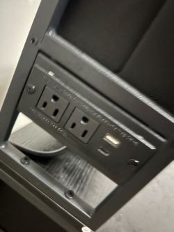 LED Black Fabric Nightstand with charging station