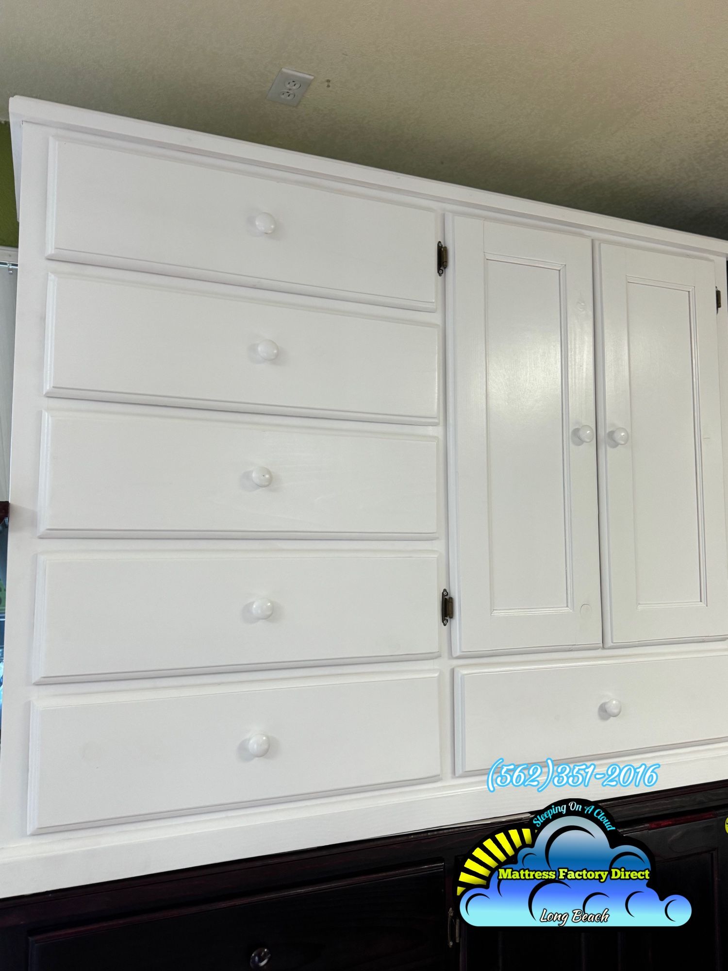 Solid Pine White Baby Wardrobe Closet 6 Drawer