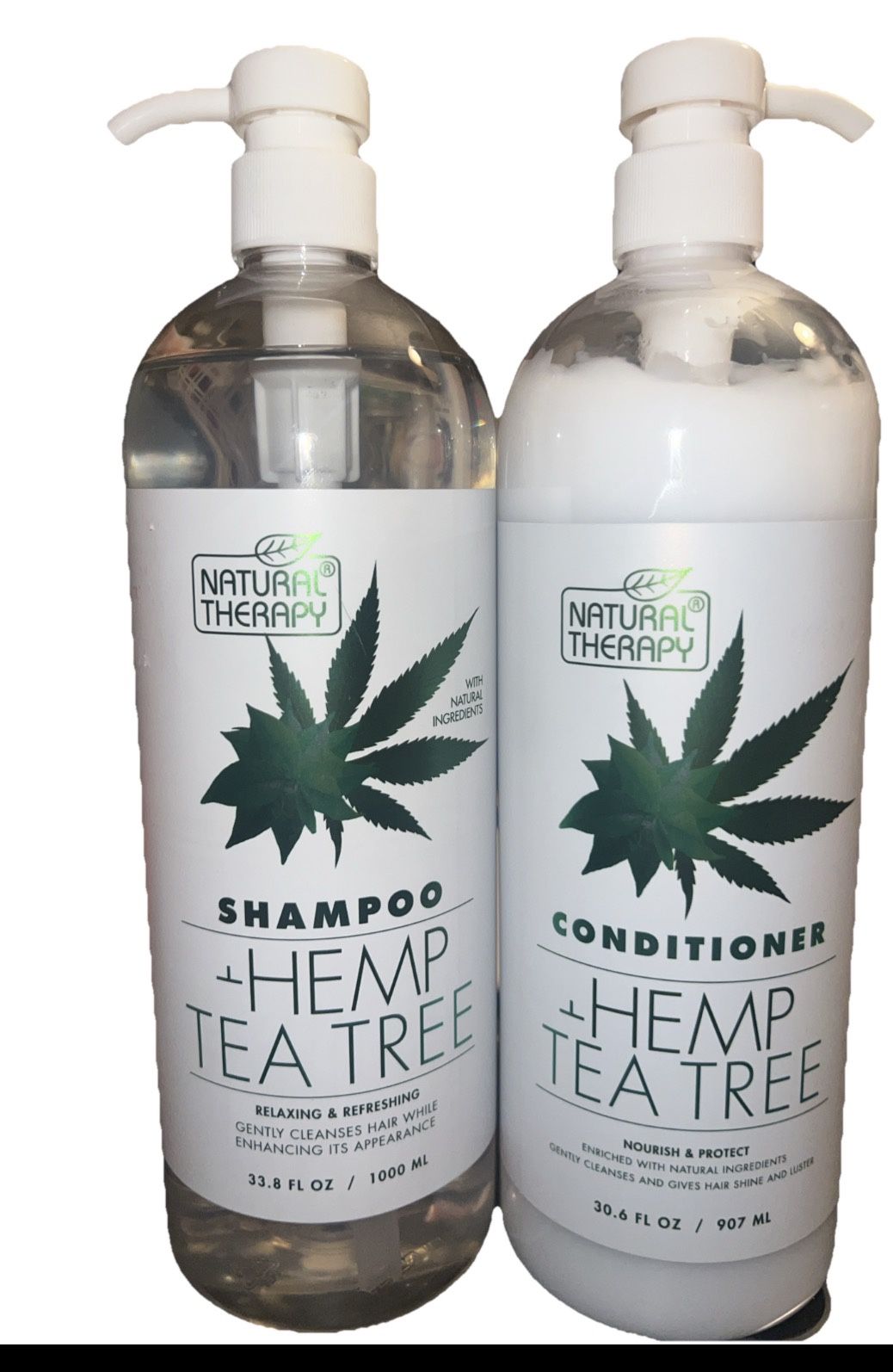 Natural Therapy Hemp Tea Tree Shampoo & Conditioner Set β 33.8 fl oz + 30.6 fl oz | Refreshing, Nourishing, and Strengthening Hair Care Duo