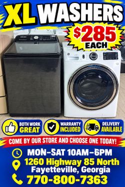 XL Washers for Sale 
(All Work Great) Comes w/ Warranty 
Delivery Available 

Our store is located at: 
1260 Highway 85 n
Fayetteville, ga