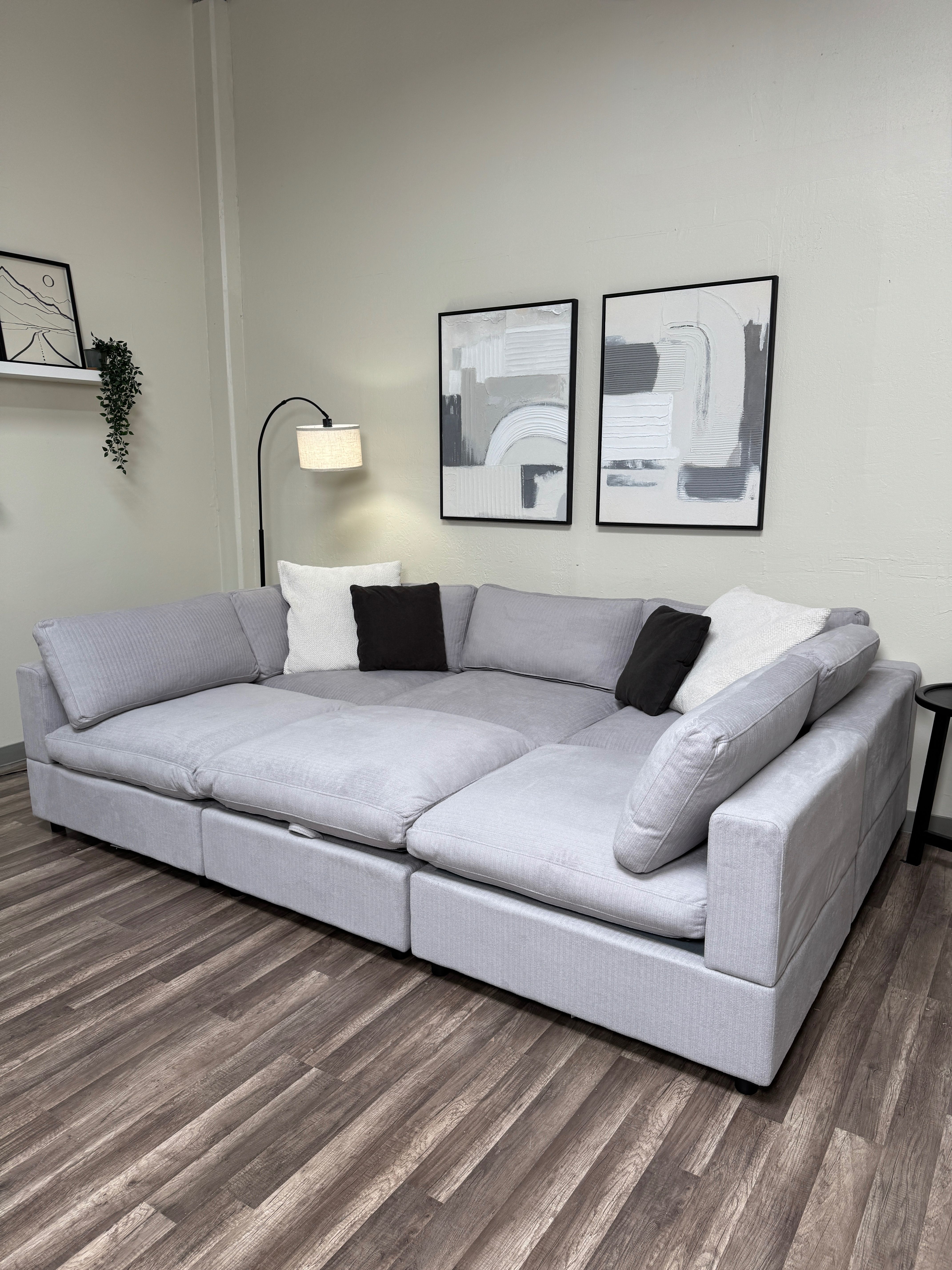 FREE DELIVERY New In Box 6 Piece Cloud Modular Sectional Couch Sofa Gray Grey