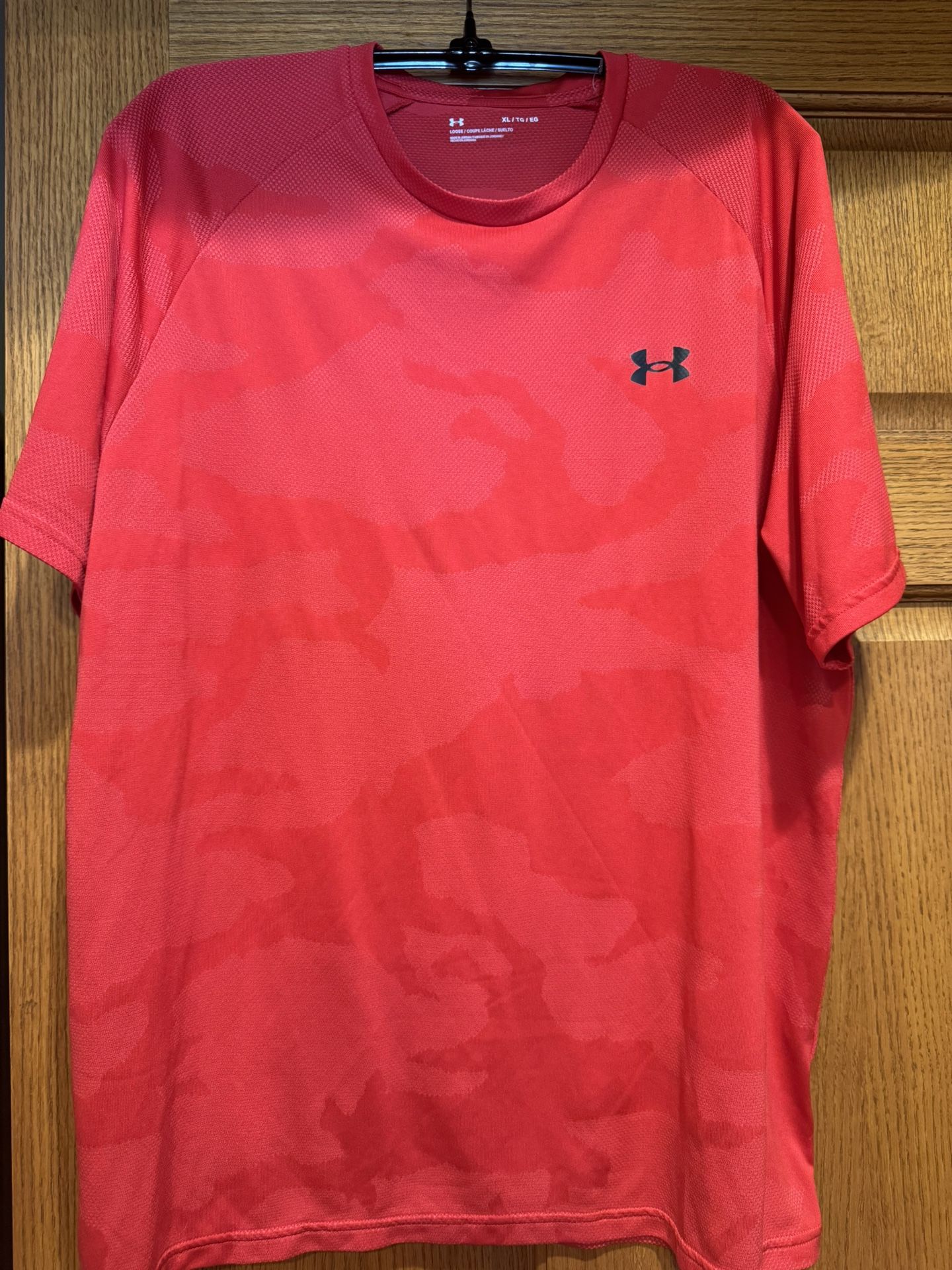 Under Armour Tech Tee Shirt Jacquard Mens XL Red Lightweight Crew Neck 