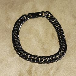 Mens black curb chain 8 inch stainless steel bracelet