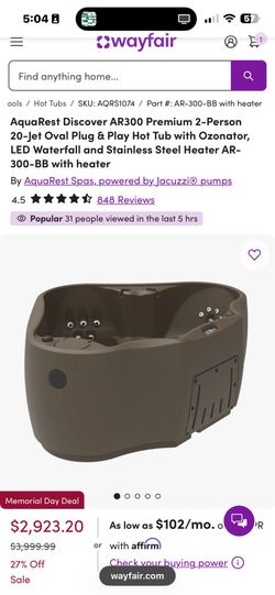 Aquarist spa 2 people jacuzzi works great