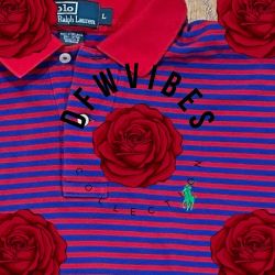 ♥️ Red Striped Green PONY Mens LARGE Ralph Lauren POLO Short Sleeve Vintage Golf Dress Shirt