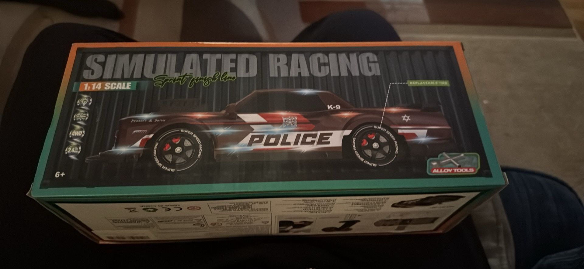 4WD High-Speed Remote Control Drift Car, RC Police Car, 2.4G Remote Control, 12.8 inch Length, LED Lights, Drift Tires, Black New 