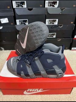 Nike Air More Uptempo 96 Cool Grey Midnight Navy 415082-009 Size 7Y/8.5 Womens Brand New