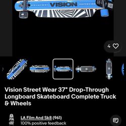 VISION STREET WEAR 4 Vision Street Wear 37" Drop-Through Longboard Skateboard Complete Truck & Wheels 2