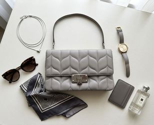 Michael Kors Quilted Leather Shoulder Bag - Grey