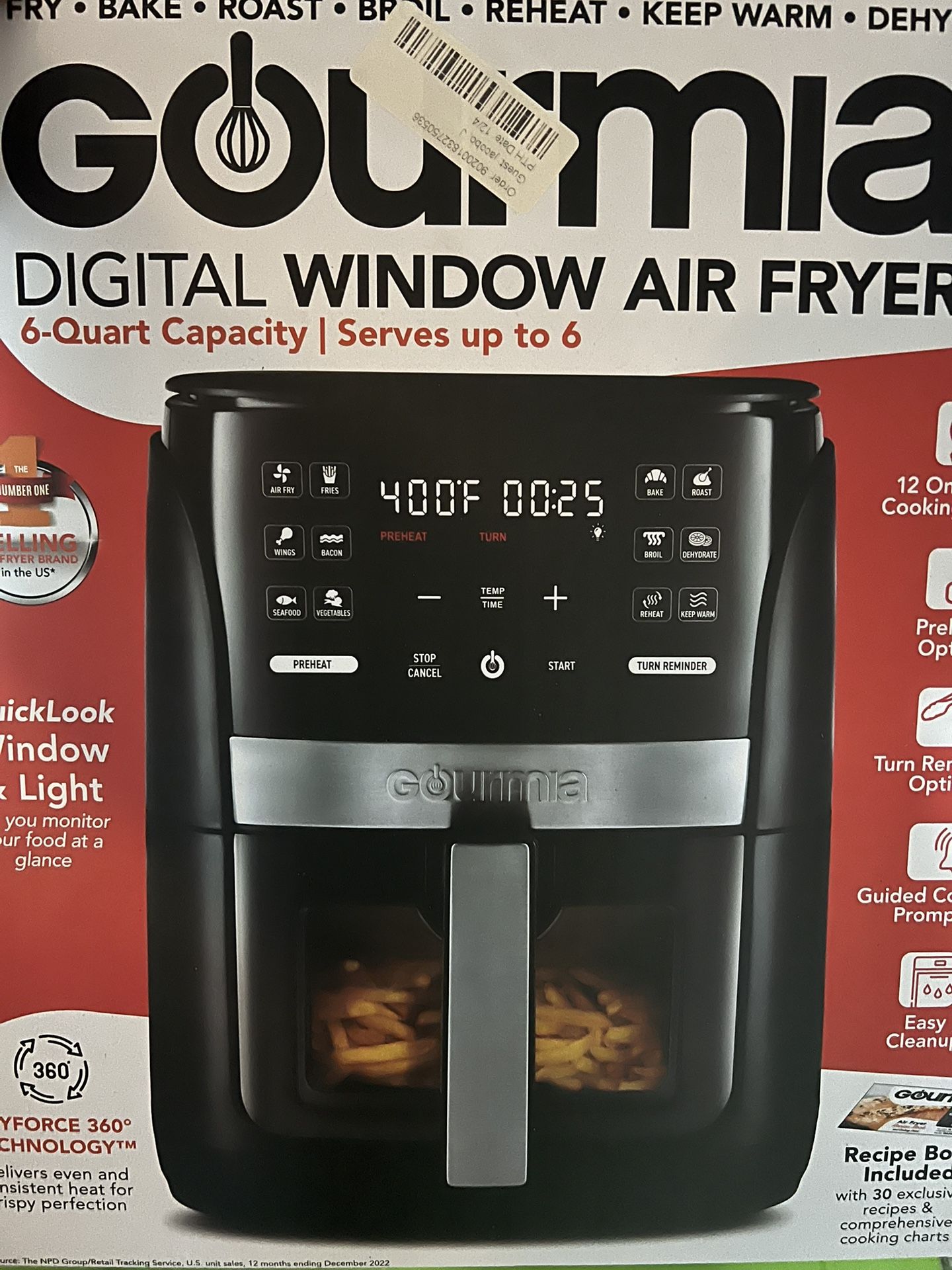 Gourmia 6-QT Digital Window Air Fryer -Brand new