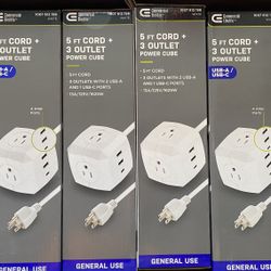 5 FT CORD WITH 3 OUTLET POWER SOURCE   $15 EACH
