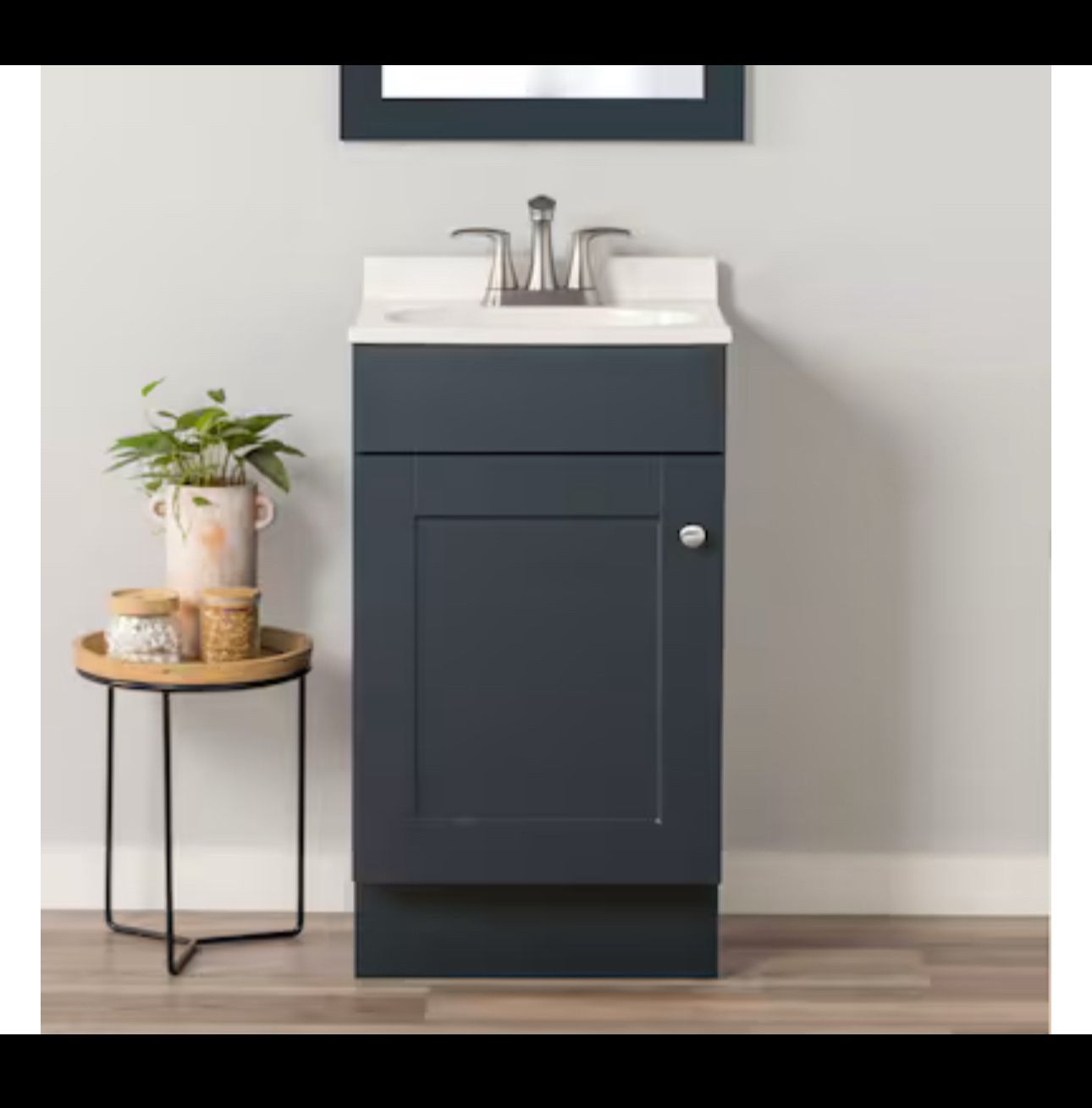 Project Source Dover 18-in Navy Blue Single Sink Bathroom Vanity with White Cultured Marble Top