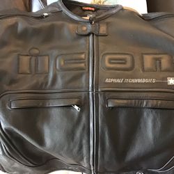 Leather Motorcycle Jacket - ICON ASPHAULT TECHNOLOGIES - Perfect Condition