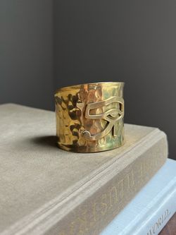 Hammered Brass Protection Cuff Bracelet ( firm on price )