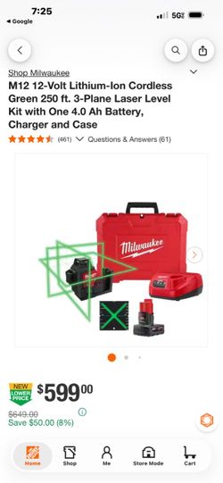 Milwaukee green laser