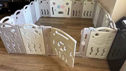 Albott Large Baby Playpen – Gray & White