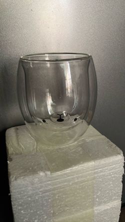 Double Wall Glass Cup with Bear Face