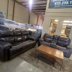 Leather Sofa Set Reclining Electric 