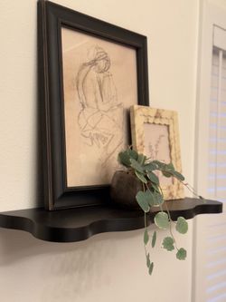 Black Wood Scallop Wall Shelf