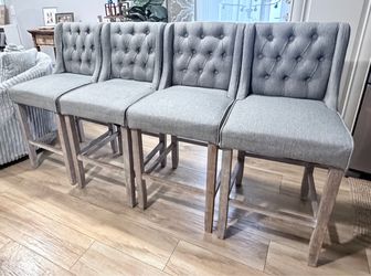 Gray Tufted Cushion Counter Height Bar Stools - Set of 4