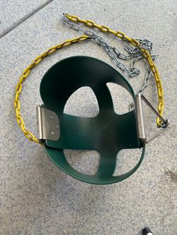 Green Bucket Swing with Chain Baby Bucket Swing 68 in. Age 6 Months and Up High Back Full Toddler Swing Support 220 lb