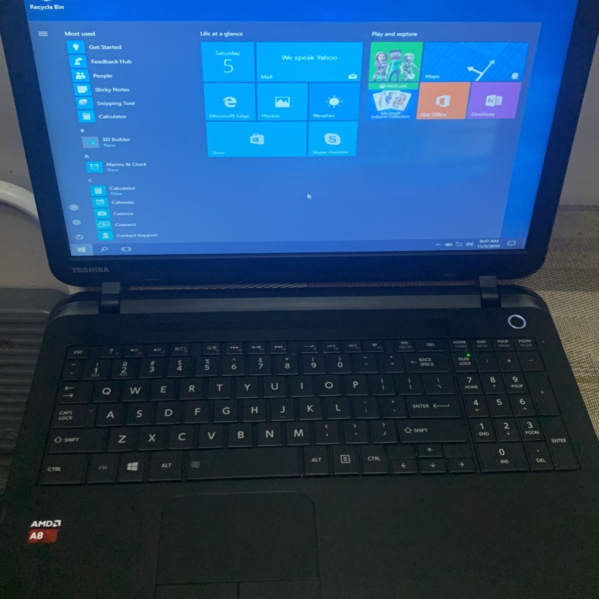 Toshiba Satellite C55D-B5203 Laptop 4gb ram And 128gb ssd With Windows 10,Microsoft Word ,excel And Power Point Ready to Use