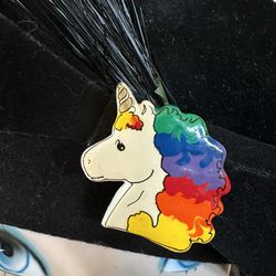 1980s Ceramic Unicorn Brooch