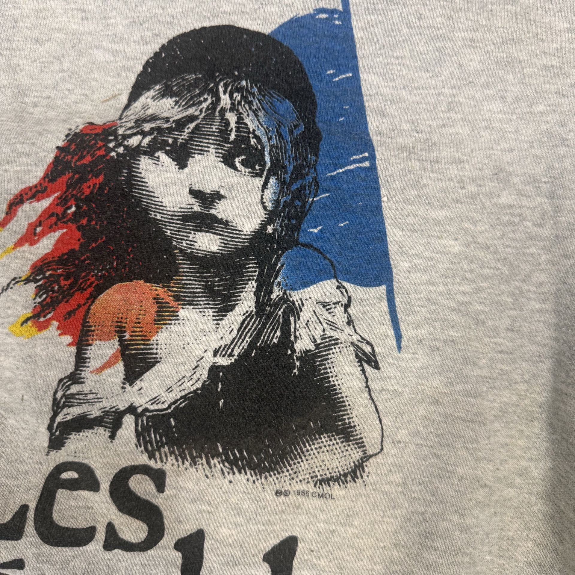 Vintage VTG 80s Les Miserables London Official Sweatshirt Grey Sz 