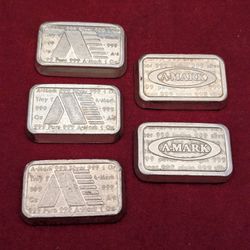 Silver .999 Amark Bars Vintage $260 You Get All Five Bars 